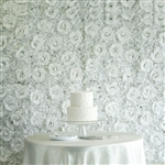 11 Sq ft. 4 Panels 3D Silk Rose & Hydrangea Flower Wall Mat Backdrop - White