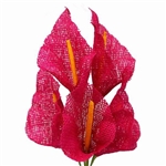 25 PCS Fushia Burlap Large Calla Lilies For Vase Centerpiece