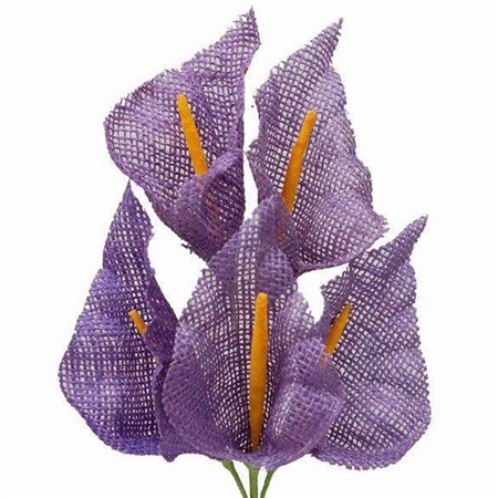 25 PCS Lavender Burlap Large Calla Lilies For Vase Centerpiece