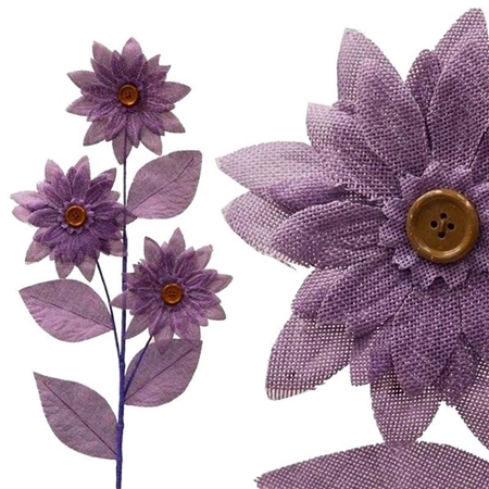 15 PCS Lavender Burlap Daisies Flowers For Vase Centerpiece
