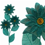15 PCS Turquoise Burlap Daisies Flowers For Vase Centerpiece