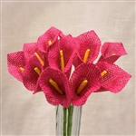36 PCS Fushia Artificial Burlap Calla Lilies Flowers