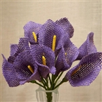 36 PCS Lavender Artificial Burlap Calla Lilies Flowers
