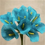 36 PCS Turquoise Artificial Burlap Calla Lilies Flowers