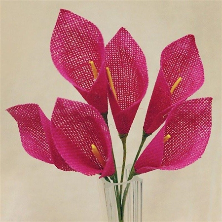 36 PCS Fushia Burlap Everyday Calla Lilies For Vase Centerpiece