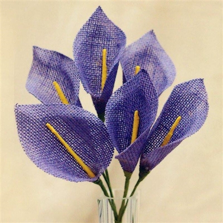 36 PCS Lavender Burlap Everyday Calla Lilies For Vase Centerpiece
