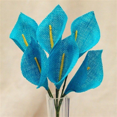 36 PCS Turquoise Burlap Everyday Calla Lilies For Vase Centerpiece
