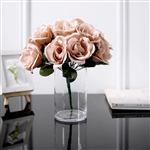 14 PCS Dusty Rose Velvet Roses Artificial Flower Bouquet