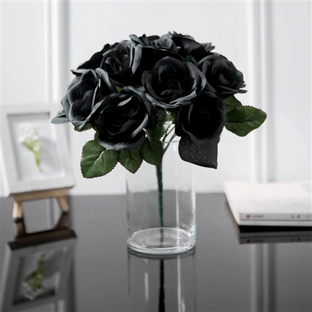 14 PCS Black Velvet Roses Artificial Flower Bouquet