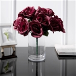 14 PCS Burgundy Velvet Roses Artificial Flower Bouquet
