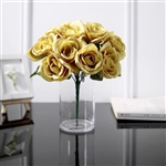 14 PCS Gold Velvet Roses Artificial Flower Bouquet