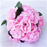 14 PCS Pink Velvet Roses Artificial Flower Bouquet