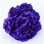 14 PCS Purple Velvet Roses Artificial Flower Bouquet