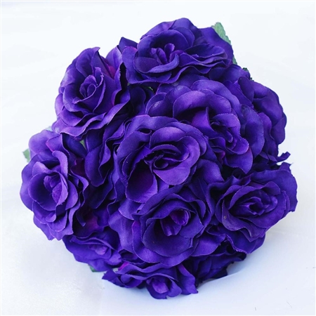 14 PCS Purple Velvet Roses Artificial Flower Bouquet