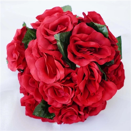 14 PCS Red Velvet Roses Artificial Flower Bouquet