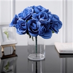 14 PCS Royal Blue Velvet Roses Artificial Flower Bouquet