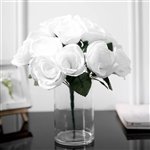 14 PCS White Velvet Roses Artificial Flower Bouquet