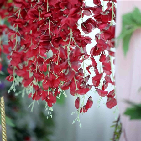 42" Artificial Wisteria Vine Silk Hanging Flower Garland - Wine