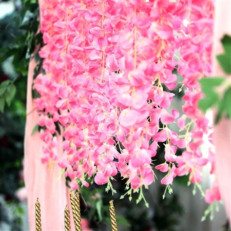 42" Artificial Wisteria Vine Silk Hanging Flower Garland - Pink