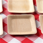 25 Pack - Sleek Bamboo 3.5" Square Plates