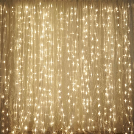 18FT x 9FT 600 Sequential Warm White LED Lights Party Photography Organza Curtain Backdrop