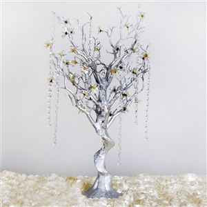 VOGUE 30" Tall Manzanita Tree with Flower Tipped Branches - Metallic Silver