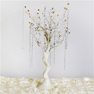 VOGUE 30" Tall Glittered Manzanita Tree with Flower Tipped Branches - White