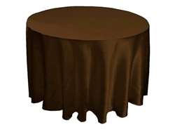 Chocolate 90" Satin Round Tablecloth