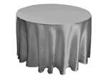 Silver 120" Satin Round Tablecloth