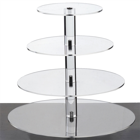 4 Tier Heavy Duty Acrylic Crystal Glass Cupcake Dessert Decorating Stand - Round | RTLINENS