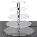 5 Tier Heavy Duty Acrylic Crystal Glass Cupcake Dessert Decorating Stand - Round
