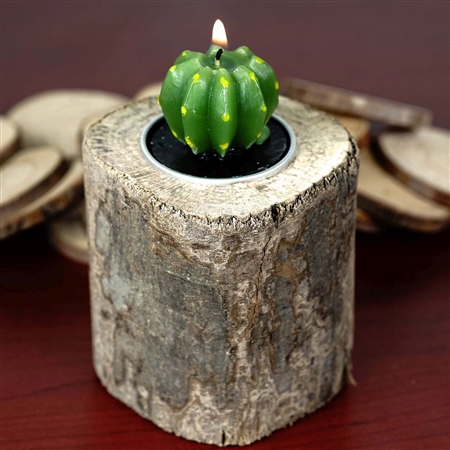 Wooden Natural Stump Tea Light Holder Table Top Décor