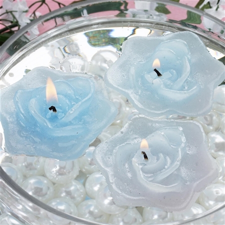 Floating Rose Candle 4 Pack - Blue