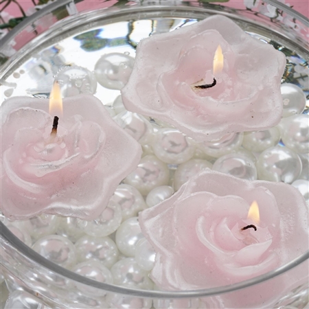 Floating Rose Candle 4 Pack - Pink