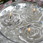 Floating Rose Candle 4 Pack - Silver