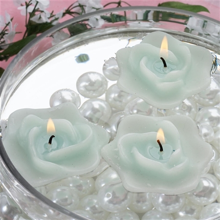 Floating Rose Candle 4 Pack - Turquoise