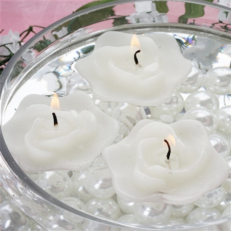 Floating Rose Candle 4 Pack - White
