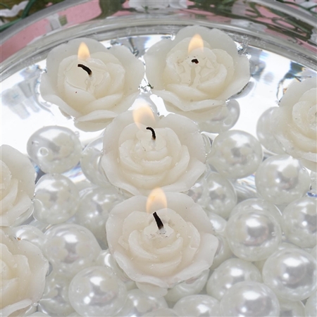 Mini Floating Rose Candle 12 Pack - Ivory