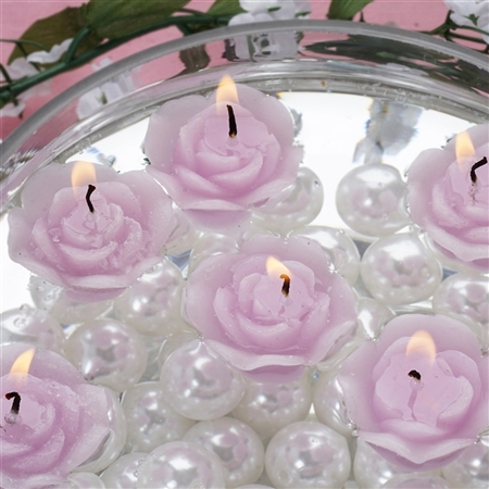 Mini Floating Rose Candle 12 Pack - Lavender