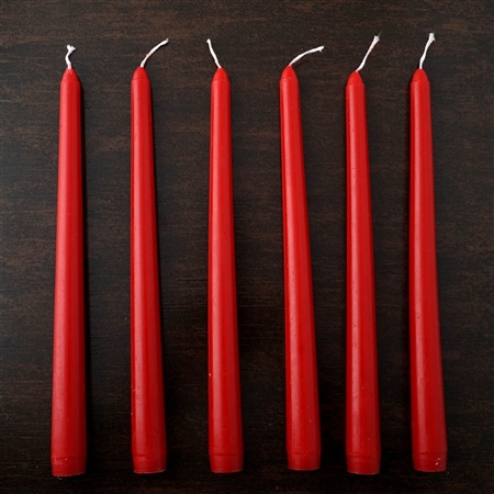 10" Premium Dripless Unscented Red Taper Chandelier Candles Wedding Party Decor - Pack of 12
