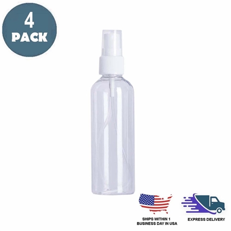 4 Oz Refillable Empty Hand Sanitizer Spray Bottles with Fine Mist Sprayer - Pack of 4