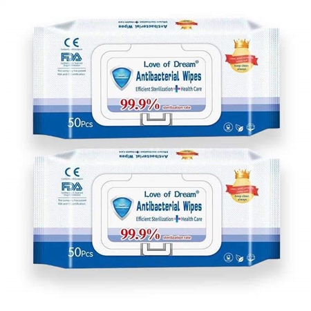 Non Alcoholic Disinfectant Wipes, Sterile Antibacterial Wipes - Pack of 50