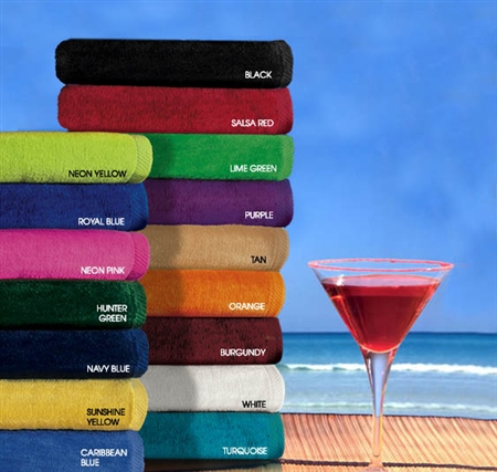 28x58 Economy Terry Velour Beach Towels (Assorted Colors)