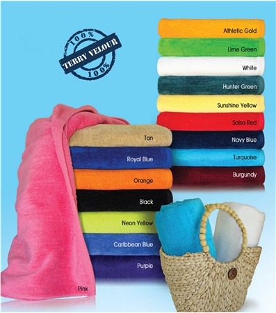 32x64 Terry Velour Beach Towels (assorted colors)