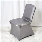 Lame Spandex Banquet Chair Cover Metallic Charcoal Gray - Bulk Chair Covers | RazaTrade