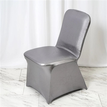 Lame Spandex Banquet Chair Cover Metallic Charcoal Gray - Bulk Chair Covers | RazaTrade