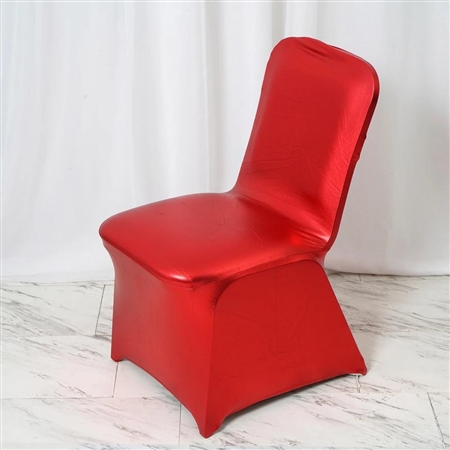 Lame Spandex Banquet Chair Cover Metallic Red - Bulk Chair Covers | RazaTrade