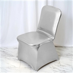 Lame Spandex Banquet Chair Cover Metallic Silver - Bulk Chair Covers | RazaTrade