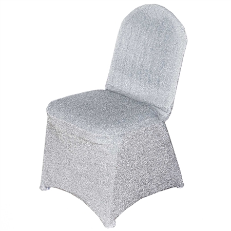 Wholesale Elegant Metallic Spandex Banquet Chair Cover (Silver) | RazaTrade