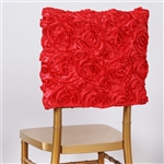 16 x 14" Coral Grandiose Rosette Chivari Square Top Chair Caps for Wedding Party Decorations